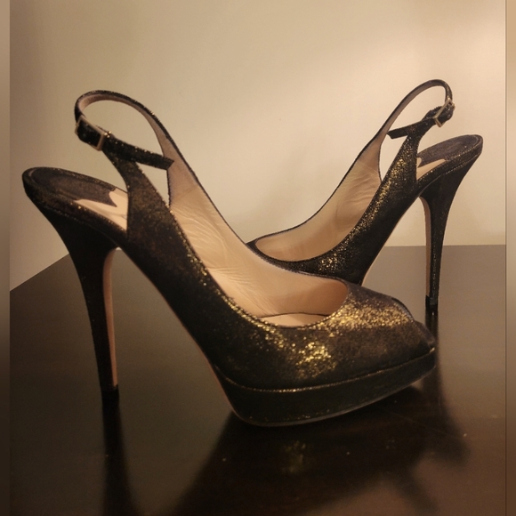 Jimmy Choo ~ Metallic Laminated Suede Clue Slingback Pumps - Picture 8 of 9